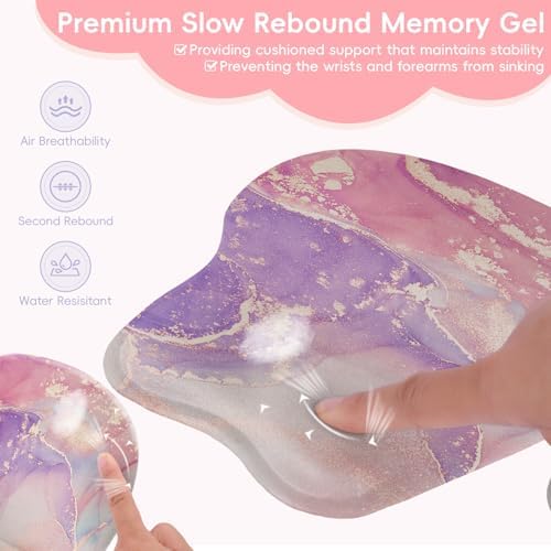 Upgrade Ergonomic Mouse Pad,Non Slip Mousepad Wrist Rest Support for Office, Computer, Laptop & Mac(B-Charming Pink Marble)