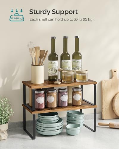 SONGMICS Cabinet Organizer Shelf, Set of 4 Spice Rack, Kitchen Storage
