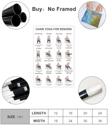 Chair Yoga for Seniors 16 Gentle Seated Poses Chair Workout Routine Canvas Poster Bedroom Decor Room Decor Unframe 12x18inch