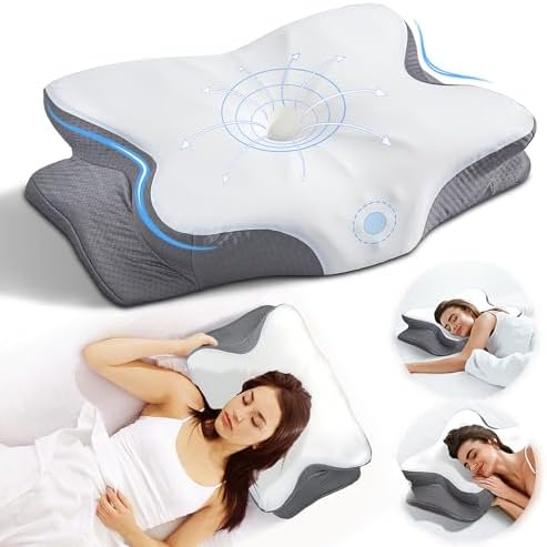 Cervical Neck Pillow for Pain Relief, Ergonomic Memory Foam Pillows for Sleeping, Neck Support Pillows for Sleeping with Pillowcase, Contour Orthopedic Pillow for Side Back Stomach Sleeper