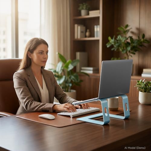 SOUNDANCE Laptop Stand, Aluminum Ergonomic Desk Riser, 10-15.6", Aquamarine