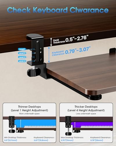 Small Keyboard Tray Under Desk, Pull Out Keyboard & Mouse Tray for Typing