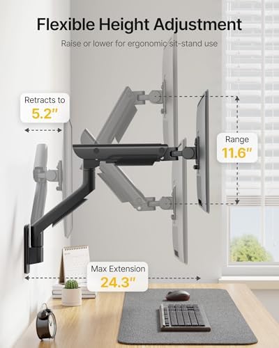 monTEK Monitor Wall Mount for 17-57" Ultrawide, 59.4 lbs, Black