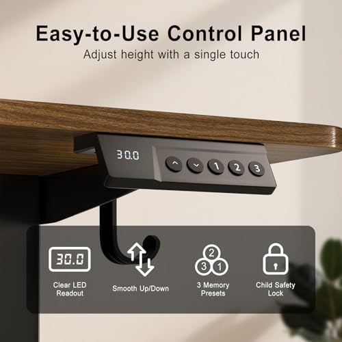 55 Inch Height Adjustable Standing Desk for Home Office, Brown