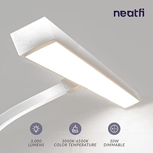 Neatfi 3,000 Lumens LED Desk Lamp with Clamp | Dimmable | 5 Brightness Levels & 5 Light Modes | Memory Function | Eye-Caring Flexible Lamp for Home & Office (31.5 Inches, White)