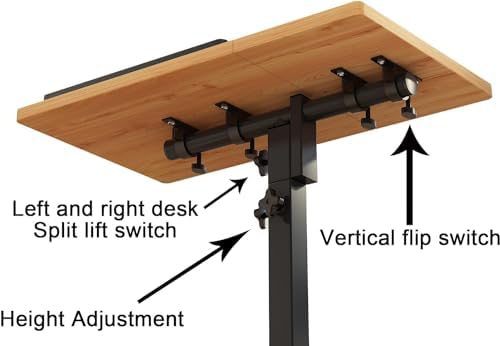 LINGMI Mobile Height Adjustable Laptop Desk with Mouse Pad, Portable Laptop Desk Rolling Tiltable Table with Small Side Table for Couch,Rolling Computer Stand