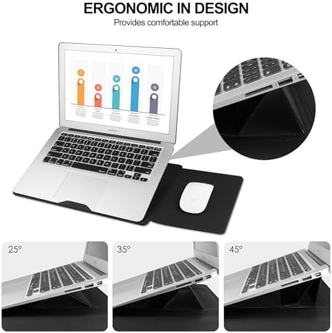 HoYiXi 13.3'' /13.6'' Laptop Sleeve Case Leather Bag with Stand Compatible with MacBook Pro 14/MacBook Air 13(M1 M2)/13.3'' Yoga/Dell XPS 13/HP/Matebook 14'' Laptop case, Black