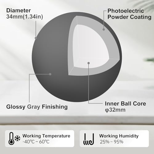 SANWA Trackball 34mm/1.34in, Replacement Ball for Logitech m575, m570, MX Ergo, Perixx, Kensington, and Other Compatible Trackball Mouse, Glossy Black