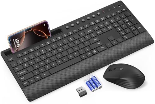 Trueque Wireless Keyboard and Mouse Combo, Full Size with Palm Rest