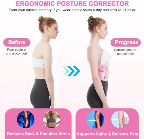 Back Brace Posture Corrector for Women and Men - (Black-XX-Small)