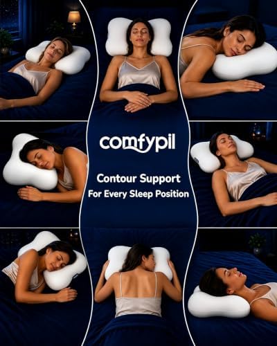 Cervical Neck Pillow for Sleeping, Memory Foam Pillows, White