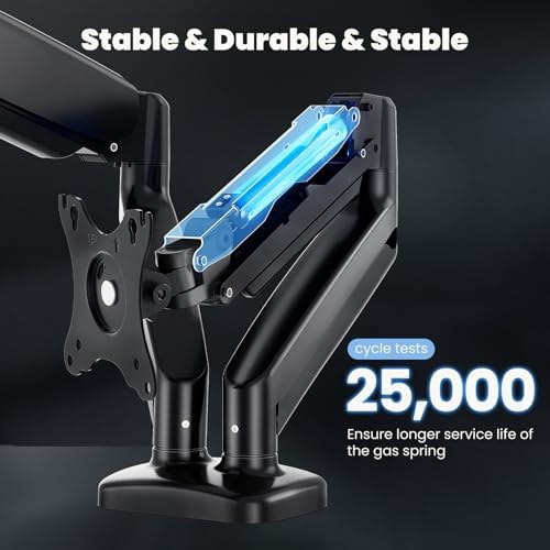 OLIXIS Dual Monitor Mount for Desk, Gas Spring Monitor Arm for 2 Monitors Max 32 Inches, Fully Adjustable Double VESA Mount with C-Clamp/Grommet Base, Holds Screen 17.6 lbs