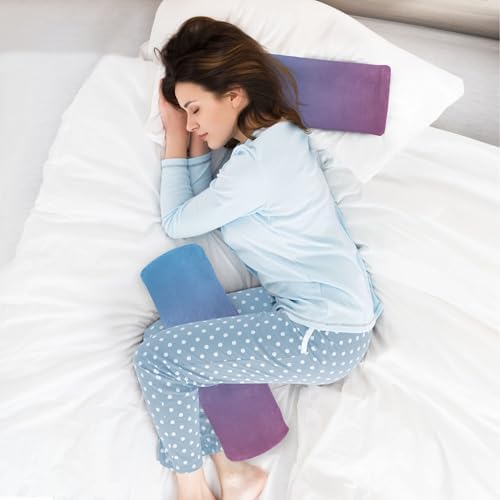 Round Bolster Pillow Cervical Neck Roll Pillow Round Pillows Decorative Throw Pillows Cylinder Cover Neck Support Pillow Blue Gradient Design
