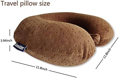 Memory Foam Travel Pillow, U Shape Neck Pillows, Brown