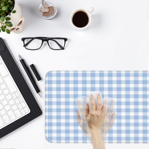 Blue Checkered Gingham Desk Mat Pad XXL Large Mouse Pad Anti-Slip Big Mousepad with Stitched Edges Computer Mouse Pads for Desktop Decor Cute Office Desk Accessories