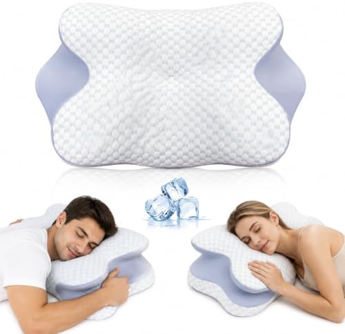 Cervical Neck Pillow, Memory Foam for Side & Back Sleepers