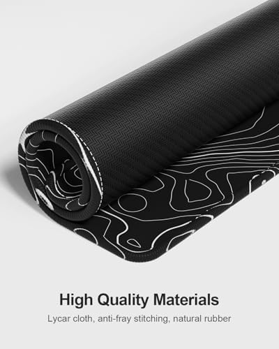 Auhoahsil Large Mouse Pad with Wrist Rests for Keyboard & Mouse, Thick Soft Ergonomic Memory Foam Wrist Supports, Big & Long Desk Mat 35.5 x 15.7 in, for Office Gaming Computer, Black Contour