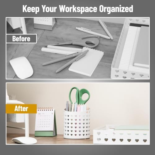 Mind Reader Metal Pen Cup Organizer, White