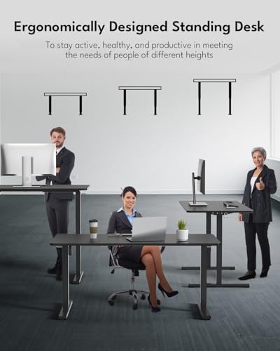 Large Electric Standing Desk, Gaming Desk, 55 x 24 Inch, Black