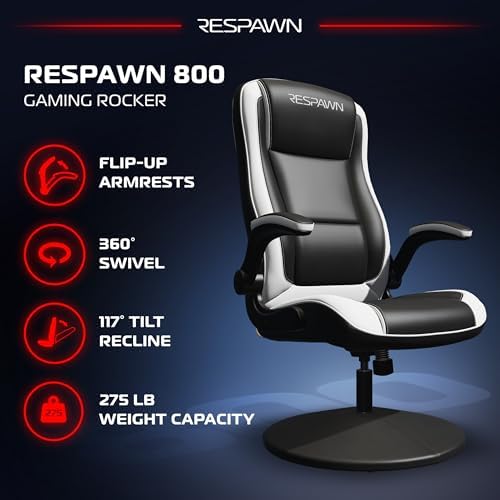 RESPAWN 800 Console Rocker Gaming Chair, Swivel Seat with Lumbar Support