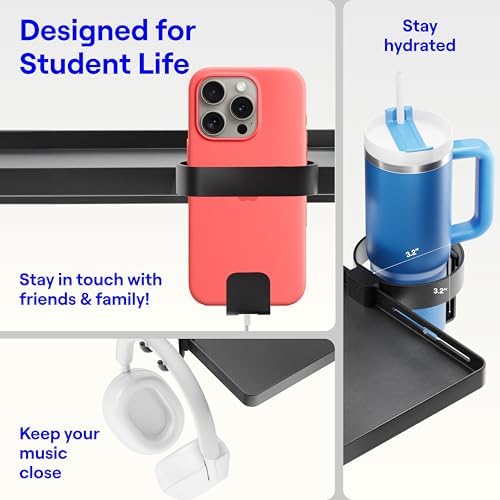 BedShelfie Bedside Shelf for Dorm Room - Dorm Essential, Black