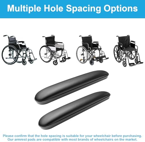Wheelchair Armrest Pads, Premium Wheelchair Arm Pads, Wheelchair Armrest Replacement Accessories, Black (1 Pair) Compatible with All Brands(13-7/8")