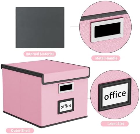 File Organizer Box with Lids, Collapsible File Folder Organizer