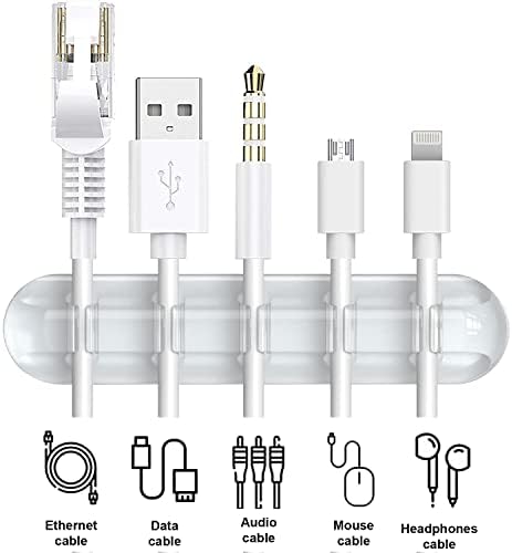 INCHOR Cord Organizer, Clear Cable Clips Cable Management, Cable Organizers USB Cable Holder Wire Organizer Cord Clips, 2 Packs Cord Holder for Desk Car Home and Office (5, 3 Slots)