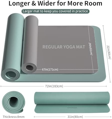 Extra Wide & Thick 8mm Yoga Mat, 72"x31.5"