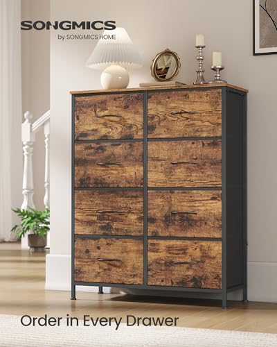 SONGMICS Dresser for Bedroom, Tall Dresser with 8 Fabric Drawers