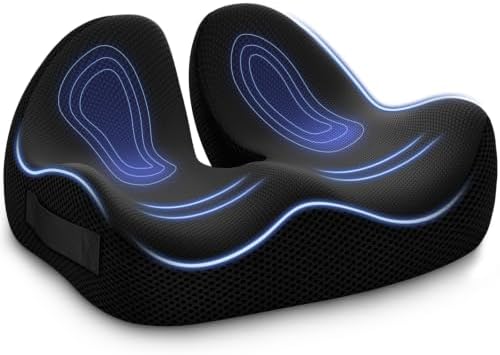 ZIKEE Ergonomic Contoured Seat Cushion for Pain Relief, All-Day Comfort, Office Chair Cushion with Raised Back Support for Tailbone, Sciatica & Back Pain Relief, Premium Memory Foam for Car, Home