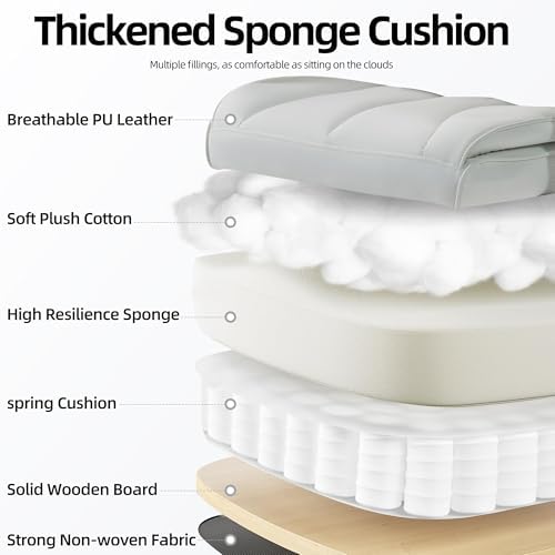 Office Chair,Executive Ergonomic Office Chair with Pocket Spring Cushion, High Back Computer Gaming Chair with Adjustable Armrests, Lumbar Support, Footrest, Executive Chair- White PU Leather