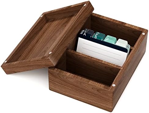 MaxGear Walnut Wood Business Card Organizer for 2.2" x 3.5" Cards
