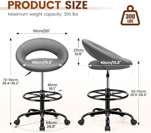 Drafting Chair for Standing Desk, Counter Height Rolling Stool