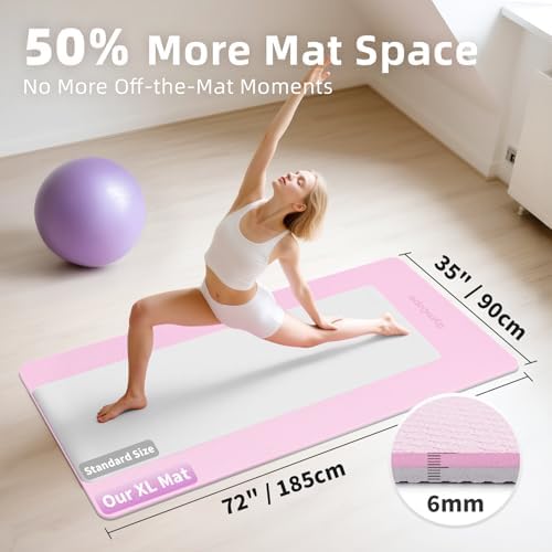 Extra Large Yoga Mat – 72"x48" or 78"x57", 1/4"–1/2" Thick Mat for Women & Men, TPE Non-Slip Pilates Mat for Home Gym, Yoga, Stretching, Meditation