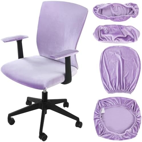 Tallew 4 Pcs Office Chair Covers Set with Armrest, Stretchable,Purple