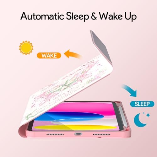 YBING Keyboard Case for iPad 10th Gen 10.9 inch(2022) & 11th Gen(A16, 2025), Painted Patterns Detachable Keypad & Rotatable Magnetic Case with Pencil Holder (Butterfly Pink)