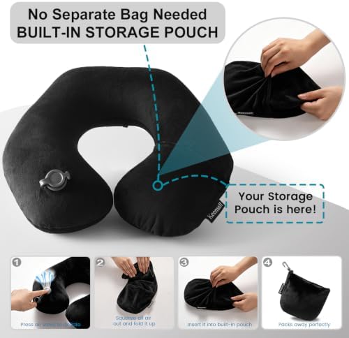 Keemall Inflatable Travel Neck & Shoulder Pillow for Airplanes & Long Trips
