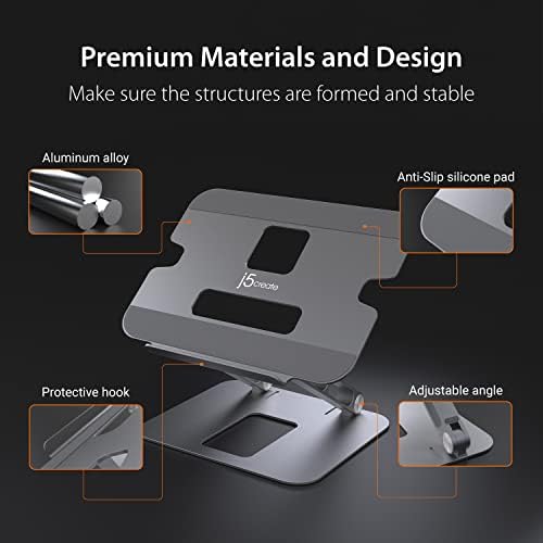 j5create Multi-Angle Aluminum Laptop Stand, Ergonomic Notebook Riser
