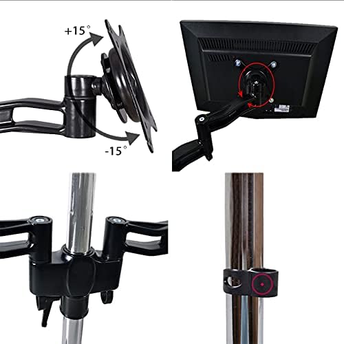 Monitor Arm Triple Monitor Stand Mount 15"-27" Aluminum Alloy Monitor Desk Mount Height Adjustable Vesa Bracket, Holds Up to 15.4Lbs, 3 Installation Methods Monitor(B)