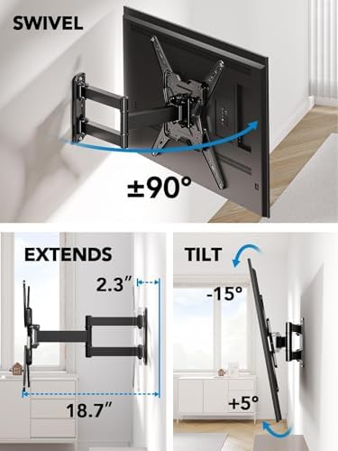 Pipishell Full Motion TV Mount for 26–60 inch TVs up to 77 lbs