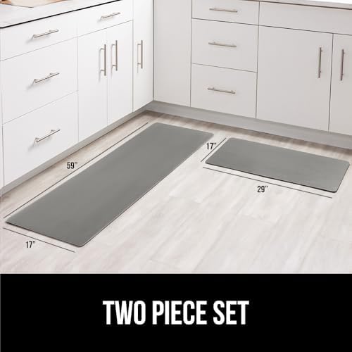 GORILLA GRIP Cushioned Kitchen Mats for Floor, 2 PK, 17x29+17x59, Gray