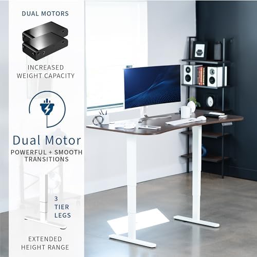 VIVO Dark Walnut 63 x 32 in Standing Desk, DESK-KIT-2W1D
