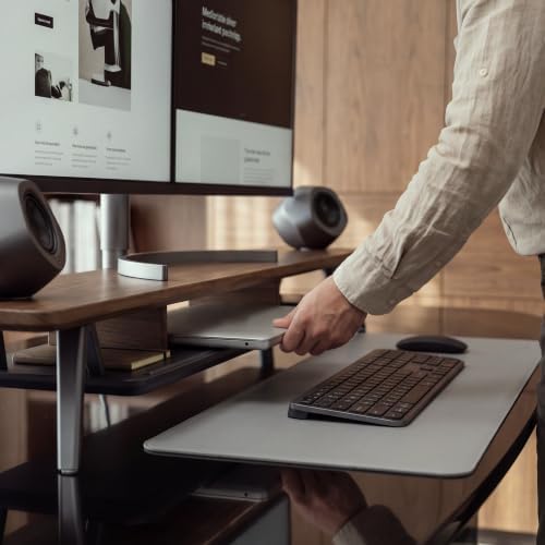 Fenge Dual Monitor Stand Riser, Wooden Desk Shelf with 2-Tier Storage