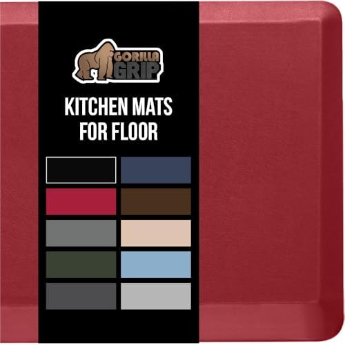 GORILLA GRIP Cushioned Antifatigue Kitchen Mat for Floor, 24x17, Red