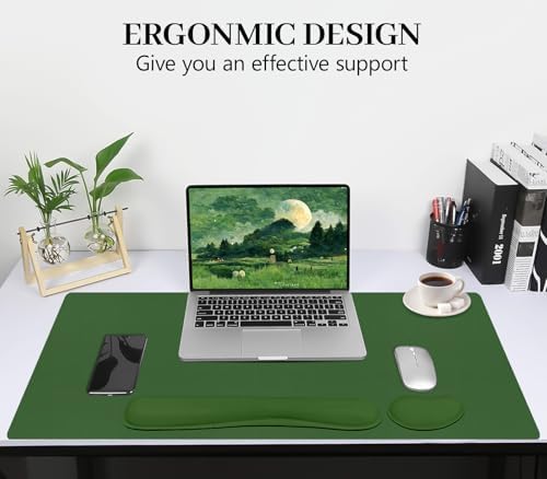Keyboard and Mouse Pad, 3-in-1 Desk Mat Set Keyboard Wrist Rest