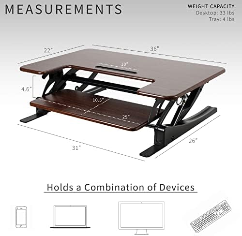 VIVO Dark Walnut 36 inch Standing Desk Converter, DESK-V000VD