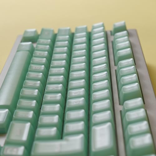 ULTRAEQUIP Jade Keycaps, 160 Keys Double Shot, PBT RSA Profile, Translucent Shine Through Custom Keycap Set with Split/ 7U Spacebar for Alice ISO ANSI/ 61/64/84/87/100/104/108 Mechanical Keyboard