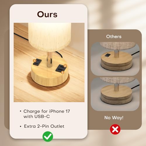MOICO Table Lamp for Bedroom, Touch Nightstand Lamp with 10W USB Charging