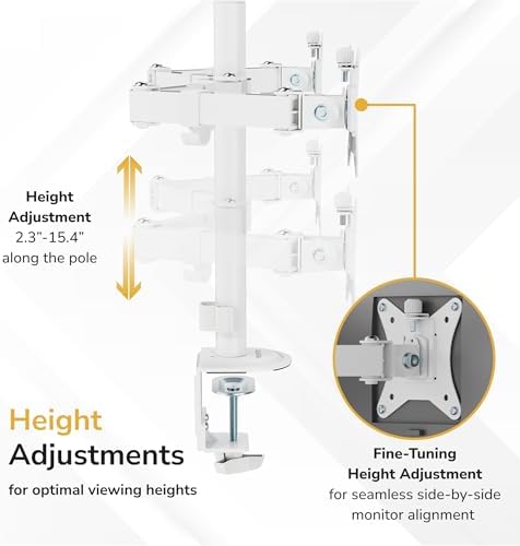 Mount-It Dual Monitor Mount Arm for Desk, Full Motion White Steel 17-32 in